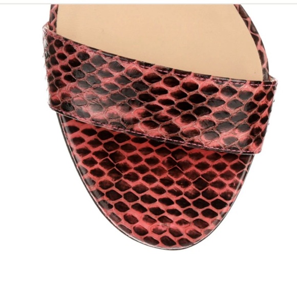 Jimmy Choo Moxy Coral 🪸 elaphe heeled sandal color: coral/pink 👡 SOLD OUT - Picture 4 of 7